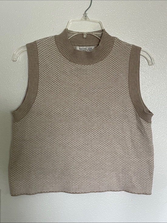 Rachel Zoe Sweaters - Rachel Zoe Taupe Beige Mock Neck Sleeveless Knit Vest